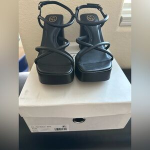 Ash Wanda Square Toe Strappy High Heel Platform Sandals Women's 40/10US Black